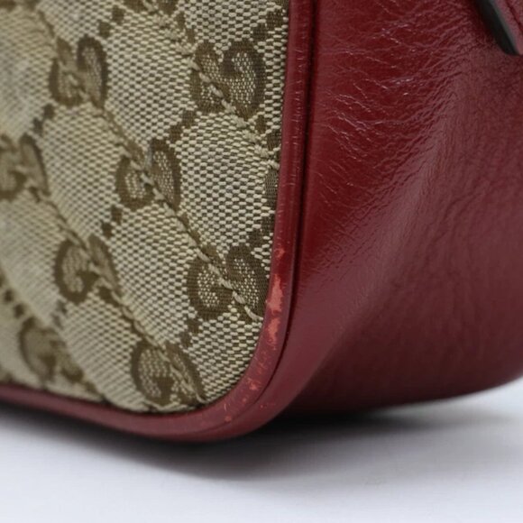 Gucci GG Marmont Small Red Shoulder Bag Diagonal Quilted GG Canvas - Picture 8 of 16